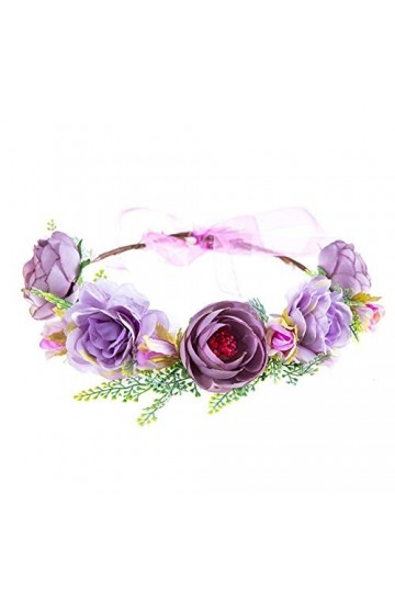 Funsveta Serre-tête pour femme avec fleur de rose - violet - Taille M