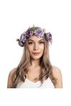 Funsveta Serre-tête pour femme avec fleur de rose - violet - Taille M
