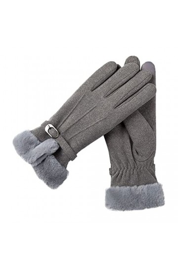 KhG377 Gants chauds en polaire pour femme Gris Taille unique