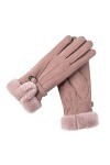 KhG377 Gants chauds en polaire avec nœud pour femme Violet Taille unique