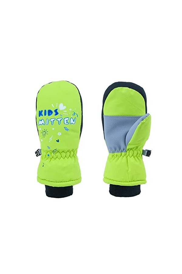 Gants de ski imperméables et chauds pour enfants - Gants dhiver respirants pour enfants - Gants tactiles, Vert, S