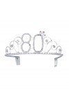 Losuya 80e anniversaire Tiara Couronne Cristal Princesse couronnes Joyeux anniversaire Accessoires Cheveux