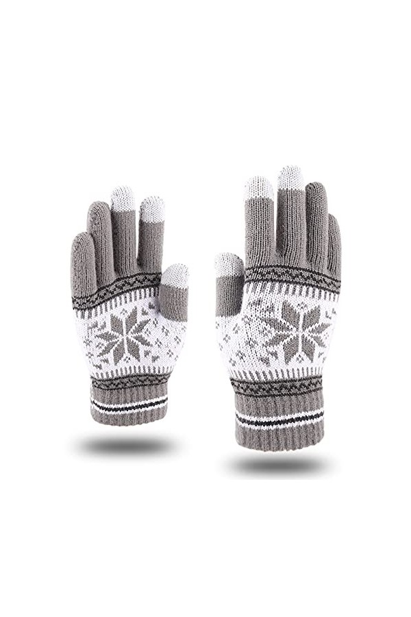Gant Flocon de Neige Épais avec Impression décran et Chaud Hiver Mode Téléphone Femmes et Tricoté Creative Gant pour Hommes 