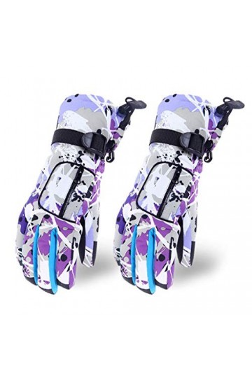 Myya Gants dhiver chauds unisexes pour adulte - Gants imperméables - Motif graffiti coloré - Doublure en peluche antidérapan