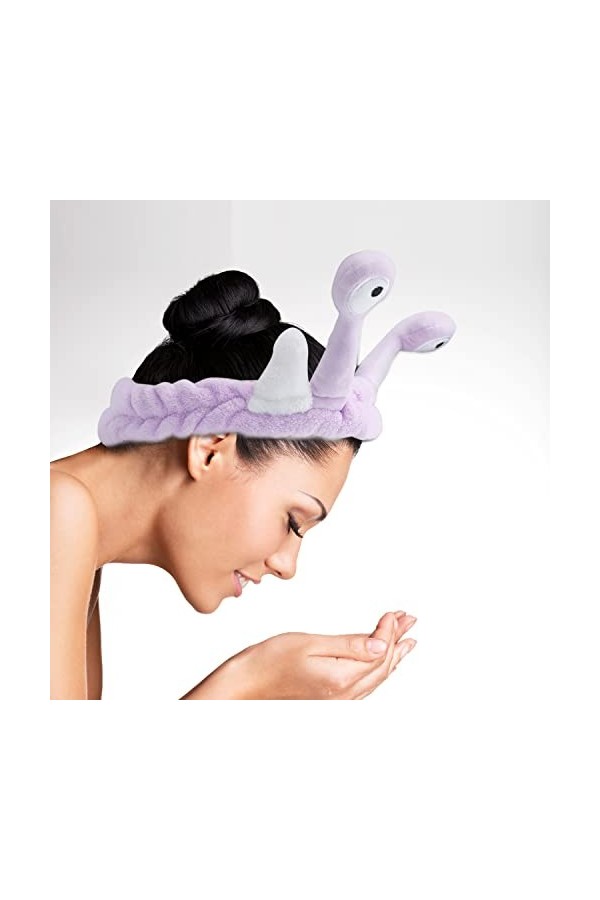 Hofar Bandeau de lavage du visage avec escargot en polaire corail - Accessoires de cheveux mignons et créatifs