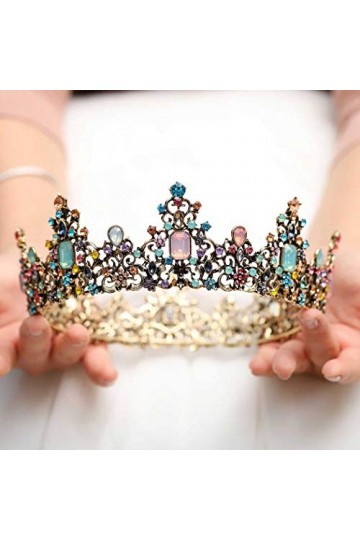 Jakawin C003 Couronnes et diadèmes de mariée avec strass Doré pour femmes et filles