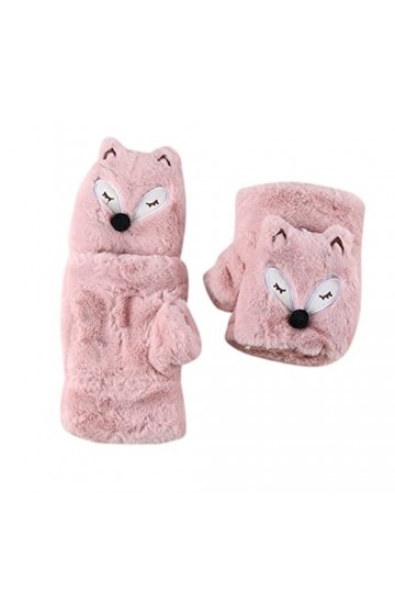 Gants dhiver en fausse fourrure pour femme avec doigts tactiles, rose, taille unique