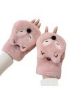 Gants dhiver en fausse fourrure pour femme avec doigts tactiles, rose, taille unique