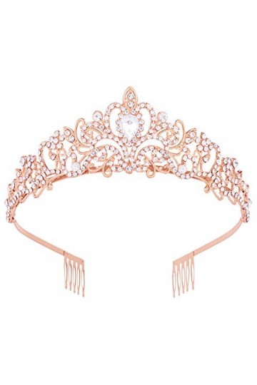 Couronnes pour femmes, Vofler Or rose Tiare Cristal Strass POUR LES CHEVEUX POUR LA princesse REINE LAMES LITTES FILITES ADUL