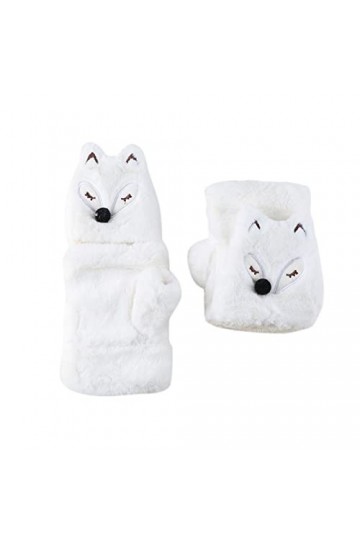 Gants dhiver en fausse fourrure pour femme avec doigts tactiles, blanc, taille unique