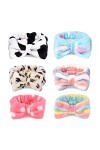 Juianer Lot de 6 bandeaux de maquillage en polaire douce avec nœud