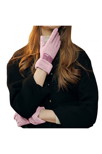 Gants en cuir épais en peluche coupe-vent et résistant au froid pour homme et femme, rose, taille unique