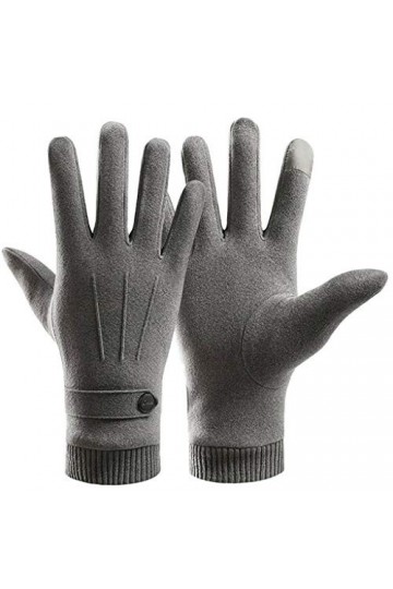 JHD Hommes Automne Hiver Chaud écran Tactile Faux Daim Gants épaissir Doublure en Peluche élastique Tricot Manchette Conduite