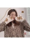 Gants en peluche Kawaii avec imprimé ours en peluche - Mitaines doublées Sherpa - Accessoires dhiver chauds, Marron, Taille 