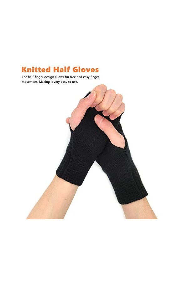 Mitaines sans doigts, mitaines dhiver thermiques pour femme, avec trou pour le pouce, chauffe-poignets, gants cadeaux de Noë