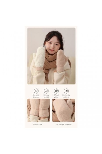 TAHUAON Moufles dhiver chaudes pour femme, gants tricotés avec doublure chaude et douce, accessoires pour temps froid, gants