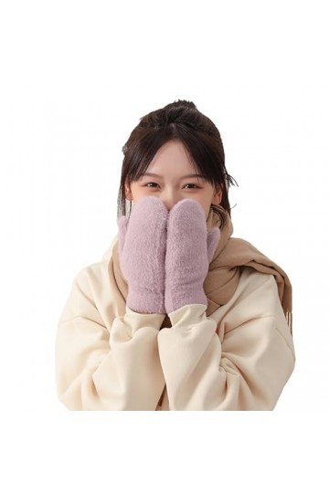 TAHUAON Moufles dhiver chaudes pour femme, gants tricotés avec doublure chaude et douce, accessoires pour temps froid, gants