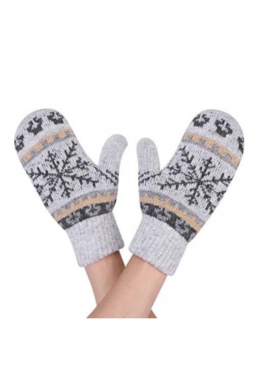 XGOPTS Hiver Femme Moufle Thermique Gants Epais Chaud en Cachemire Mitaines Plein-Doigts Anti-Froid avec Motif de Flocon de N