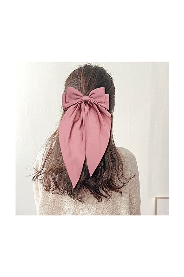 Lot de 8 grands nœuds à cheveux en ruban satiné pour femme - Nœud géant surdimensionné avec longue queue - Barrette française