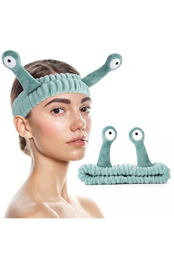 WLLHYF Spa Maquillage Bandeau Microfibre Doux Corail Polaire Tête Wraps Escargot Dessin Animé Mignon Bande De Cheveux Élastiq