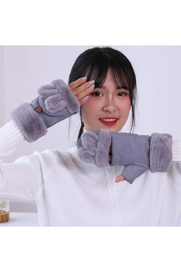 Dapei Gants thermiques pour femme, gants chauds en daim avec poignets élastiques, gants dhiver doublés chauds, gants de ski 