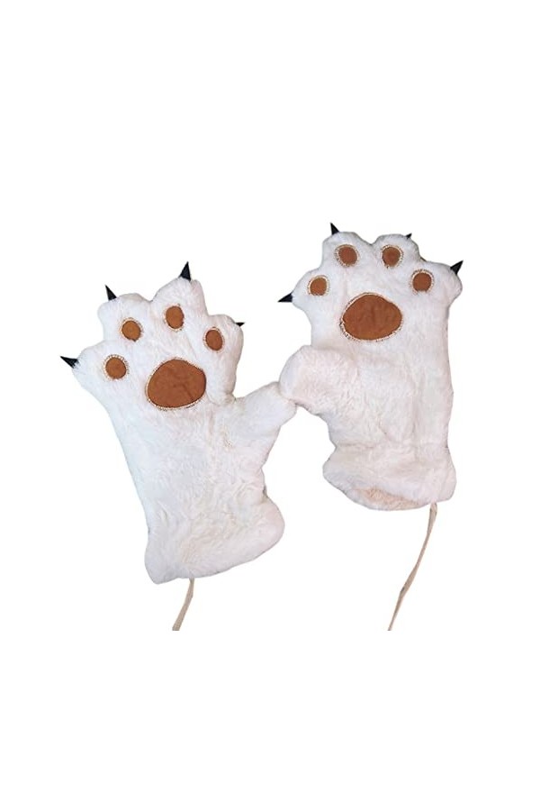 Gants dhiver en forme de patte dours en peluche, gris, Taille Unique