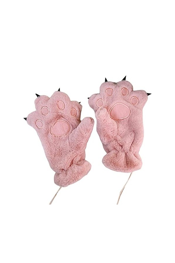 Gants dhiver en forme de patte dours en peluche, gris, Taille Unique