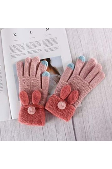 LUOXUEFEI Gants Femmes Automne Hiver Tricot Chaud Plein Doigt Mitaines Femme Étudiante Écran Tactile Gants