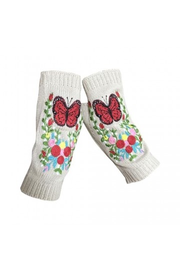 Gants sans doigts avec trou pour le pouce avec trou pour le pouce Gants chauffe-poignets extensibles pour lhiver, Blanc., A