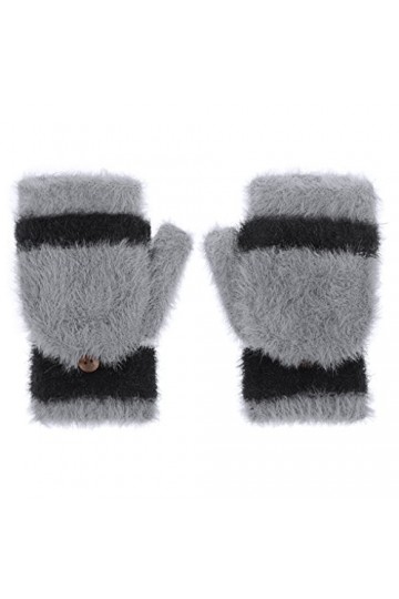 YJZQ Femme Demi Doigt Gants avec Mitaines en Peluche Moufle et Mitaine Ensemble Gants avec Couvercle Amouvible 2 Modèles Gant