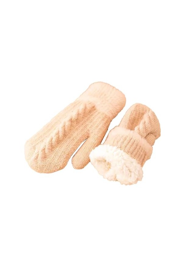 TAHUAON Mitaines pour femme, doublure en polaire épaisse, isolée, chaude en tricot, mitaines thermiques pour lhiver, gris, t