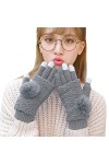 ZUMUii Butterme Hiver Gants Tactiles Knit HandschuheThick Gants Chauds Coupe-Vent avec la Boule de Fourrure de Lapin pour Les