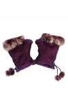 Butterme Gants dhiver chauds en fourrure de lapin pour femme - Violet