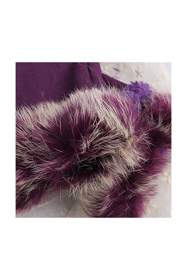 Butterme Gants dhiver chauds en fourrure de lapin pour femme - Violet