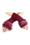 Butterme Gants dhiver confortables pour femme - Manches longues - En fausse fourrure - Pour lhiver - Blanc