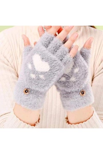 MAPPE Gants dhiver Chauds pour Femmes avec Écran Tactile, Griffe De Chat Mignonne, Gants sans Doigts Sensoriels, Tricotés FF