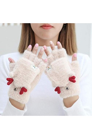 MAPPE Gants dhiver Chauds pour Femmes avec Écran Tactile, Griffe De Chat Mignonne, Gants sans Doigts Sensoriels, Tricotés FF