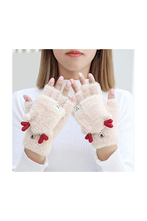MAPPE Gants dhiver Chauds pour Femmes avec Écran Tactile, Griffe De Chat Mignonne, Gants sans Doigts Sensoriels, Tricotés FF
