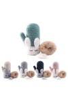 Karrychen Enfants Hiver Chaud Gants complets Doigts Mignon Dessin animé Oreilles de Lapin Mitaines doublées en Peluche-Gris C