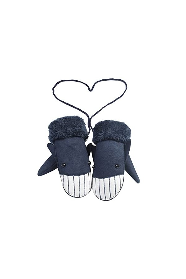 Gants dhiver tendance chauds pour enfants - Col relié - En daim épais - Gants mignons pour femme - Chauffés par temps froid 