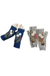 FUZYXIH Mitaines tricotées extensibles, mitaines en tricot doux, gants brodés à fleurs, gants longueur poignet, gants mitaine
