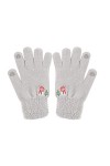 Gants dhiver chauds en peluche brodés pour femme - Motif bonhomme de neige - Gris - Taille unique