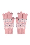Gants dhiver chauds en tricot pour femme Motif fleur de neige, rose, taille unique