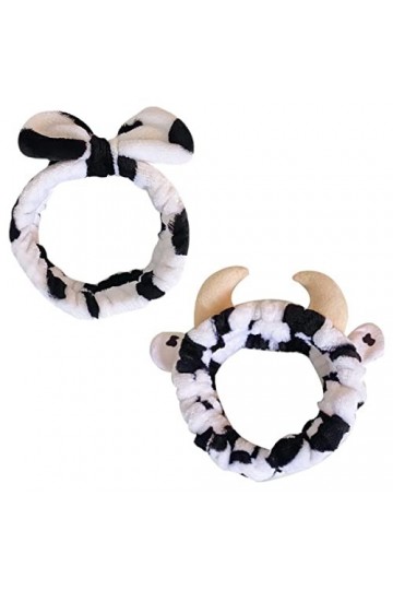 melyde Bandeaux en peluche en forme de vache pour le spa, le bain, le maquillage, le lavage du visage, pour enfants, filles, 