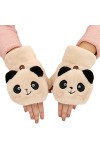 Lutyy Gants dhiver Chauds Convertibles sans Doigts Mitaines Mignonnes Panda Gants dhiver sans Doigts Chauds Mitaines Conver