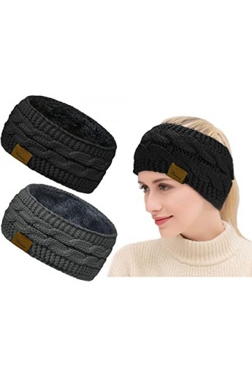 Bandeau Cheveux pour Femme Bandeaux Hiver Serre-Tête Tricoté Fille avec Doublure plus Velours Bandeaux en Tricot de Câble Ban