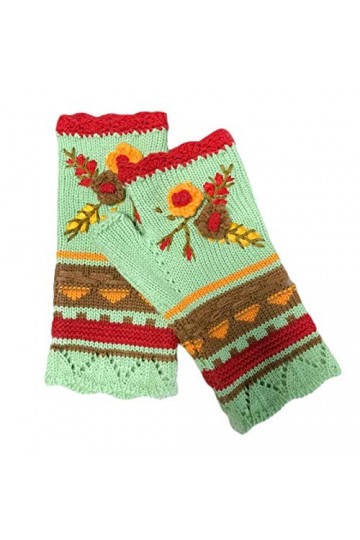 HANXIULIN Gants sans doigts pour femme - Manches - Gants doux - Gants thermiques en tricot - Gants chauds, rouge, taille uniq