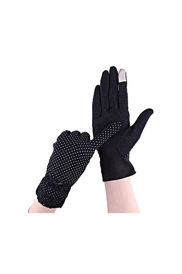 Modis Gants en dentelle noire pour femme, longueur au poignet, gants pour fête, protection solaire, accessoires de conduite, 