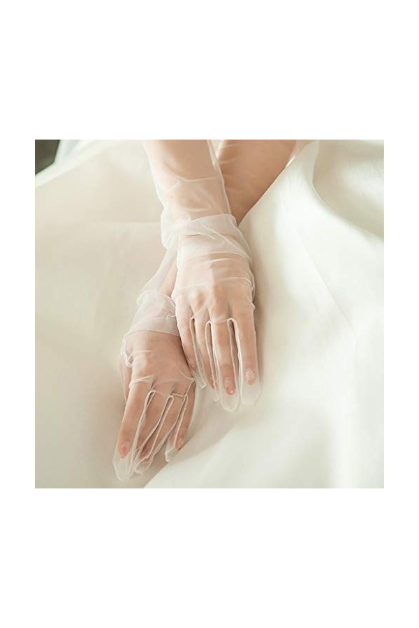 Wr Gants Longs De Mariage De Coude De Tulle De Femmes, Mitaines Dopéra Vintage Transparentes De Couleur Unie