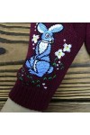 Gants brodés dhiver demi-doigts en tricot extensible motif lapin pour enfants, adolescents, cadeaux de Noël
